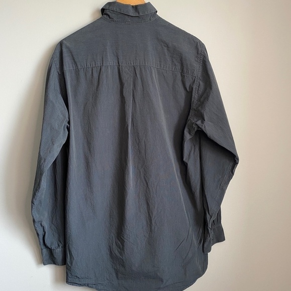 DKNY Men's Charcoal Pinstriped Long Sleeve Button Up Shirt‎ Size 16 (34/35) - Picture 5 of 13